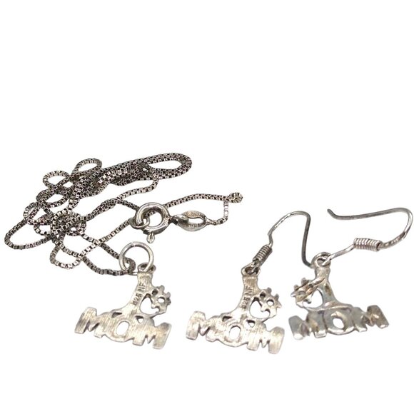 Vintage Mother Pendant Necklace and Earrings, Chapal-Zenray NF 925 Sterling Silv - Picture 4 of 6